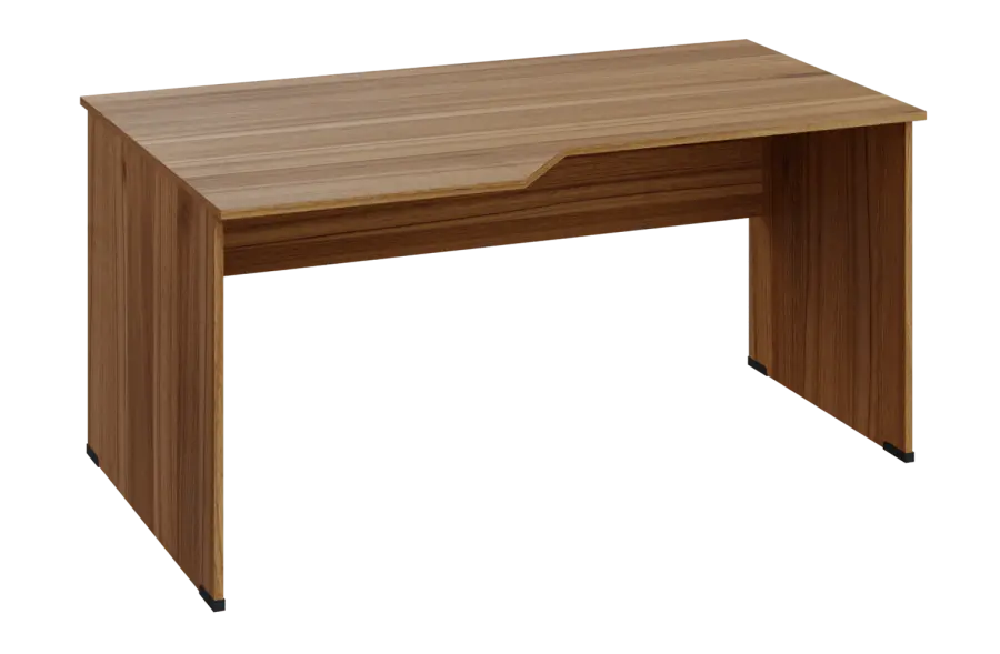 EZL 28 - 166 stůl kancelářský, rohový, levý, dřevěná podnož, deska 25 mm, široký 1600 mm, ořech světlý